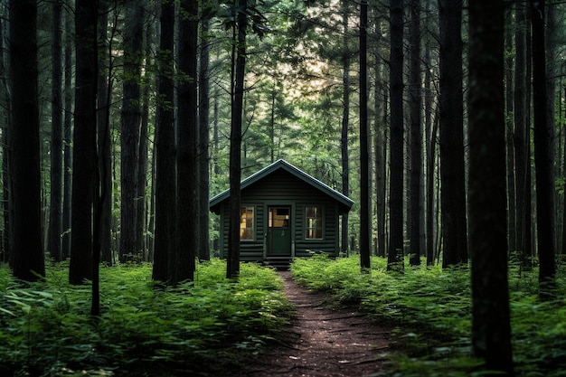 Una tranquilla capanna in una foresta appartata