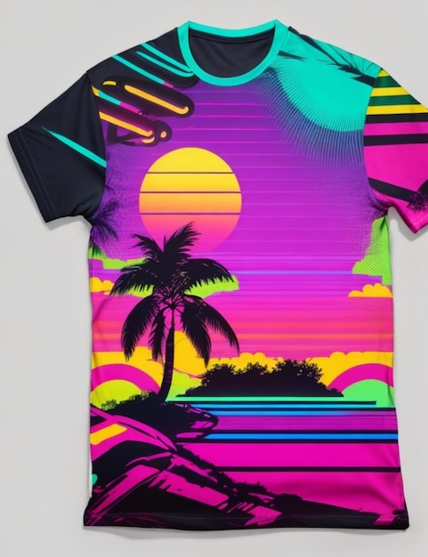 Una tshirt di ispirazione retrò con una stampa color neon brillante