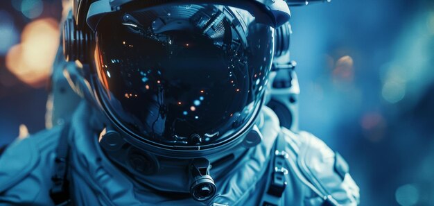 Una tuta futuristica di astronauti è mostrata in primo piano con intricati strati di aerogel incorporati in