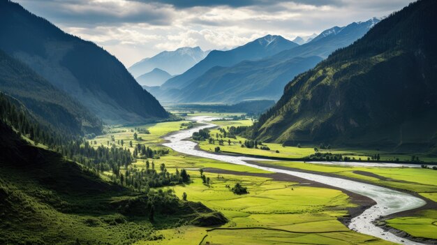 una valle attraversata da un fiume