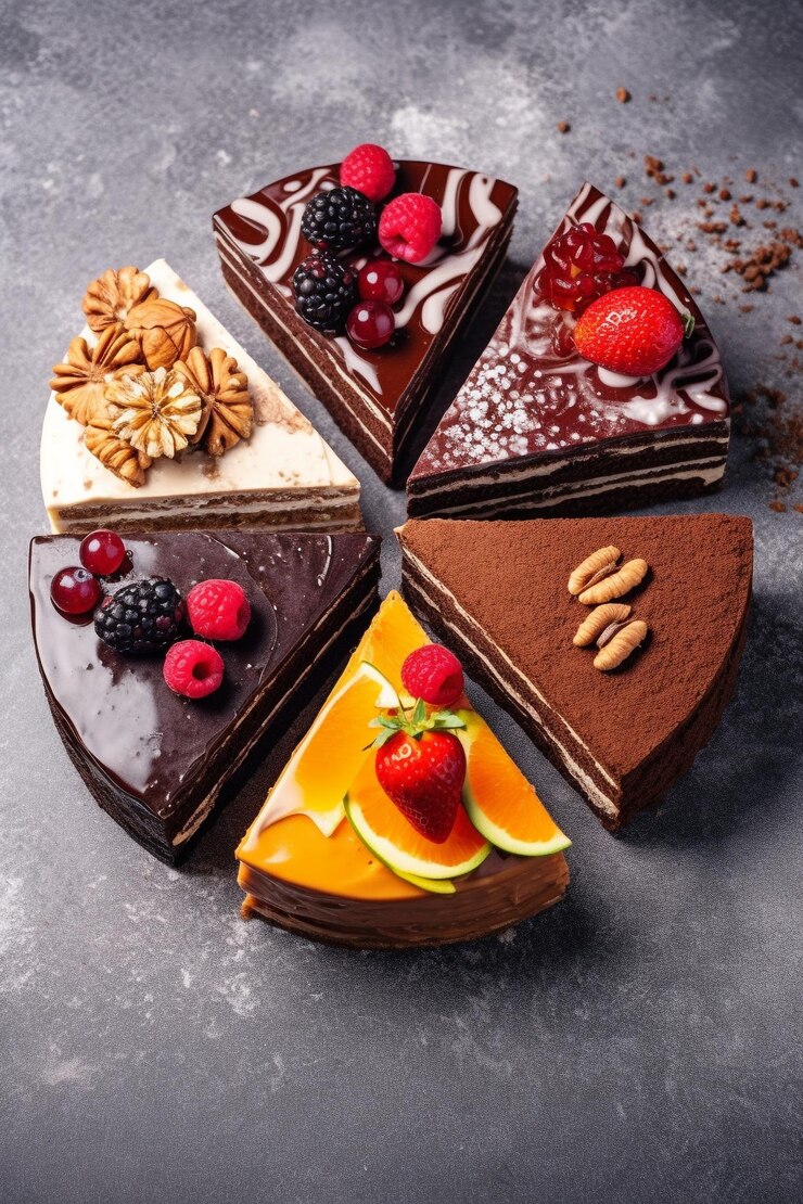 una varietà di dessert tra cui uno dei cioccolatini