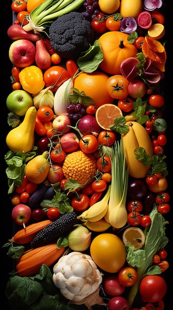 Una varietà di frutta e verdura in abbondanza