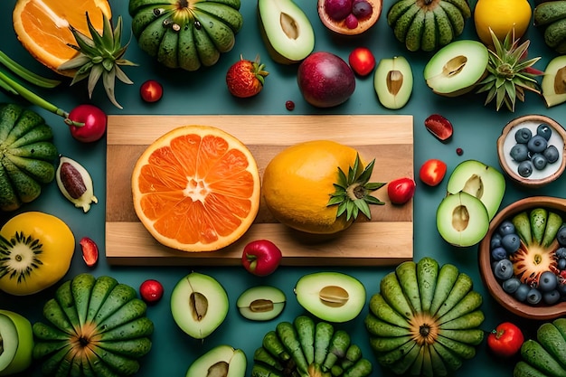 Una varietà di frutta e verdura su un tavolo