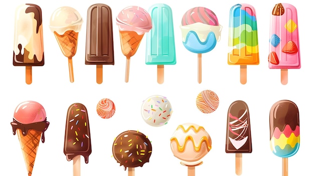 Una vasta e vivace selezione di deliziosi dolcetti congelati e gelati