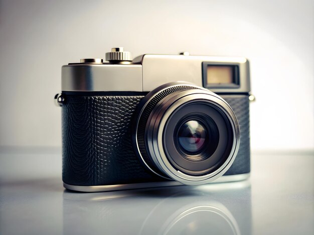 Una vecchia macchina fotografica in metallo evoca la nostalgia per la fotografia analogica