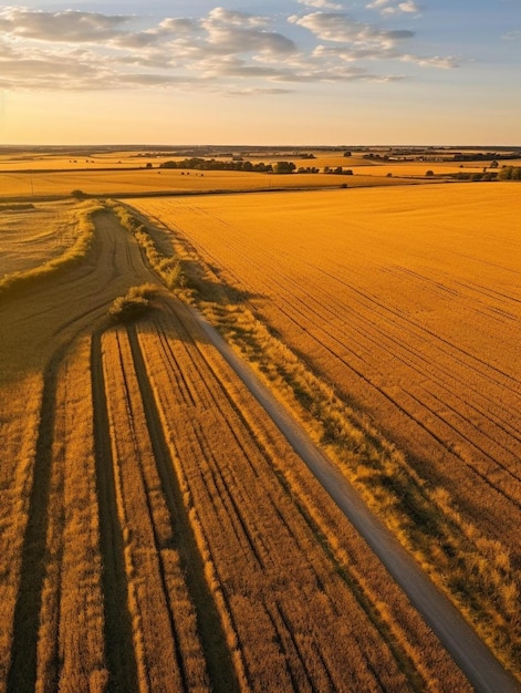 una veduta aerea di un campo coltivato