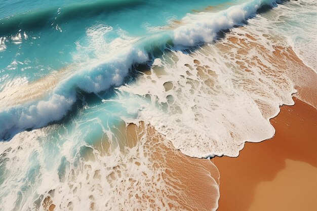 Una veduta aerea mozzafiato di una serena spiaggia sabbiosa in riva al mare