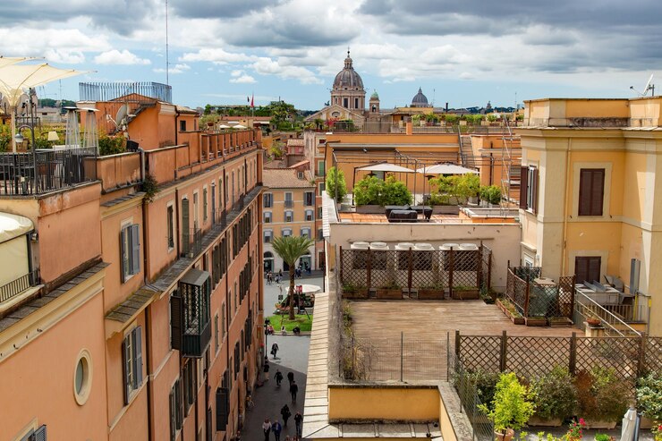Foto una veduta della città di roma dal tetto di un edificio