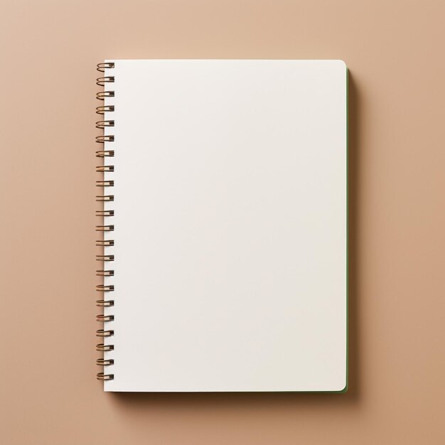 Una versione illustrativa minimalista di un quaderno bianco su sfondo marrone. Il design si concentra su linee pulite e semplicità