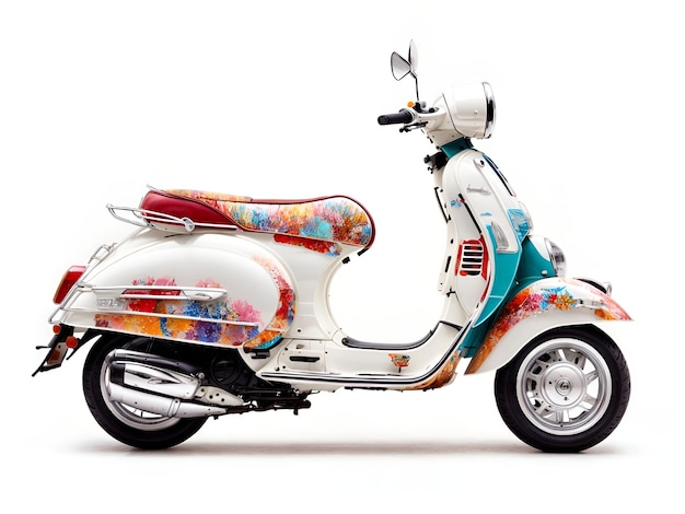 Una vespa con un design vibrante