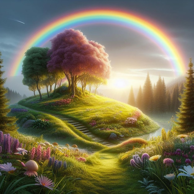 una vibrante scena dell'arcobaleno