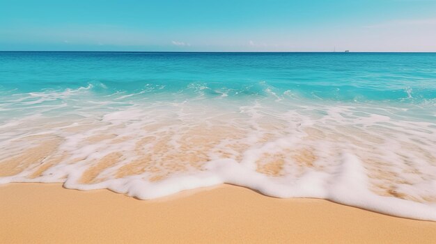 Una vibrante scena di spiaggia con acque turchesi e sabbia dorata AI Generative