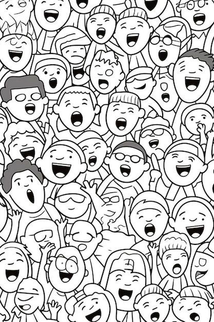 una vignetta di un gruppo di persone con le parole "facce" e "facce".
