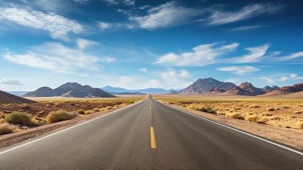 Una visione mozzafiato di una strada deserta IA generativa