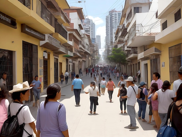 Una vista a livello di strada di una città colombiana