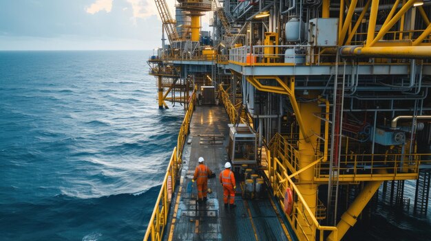 Una vista aerea di una piattaforma petrolifera in mezzo all'oceano AIG41