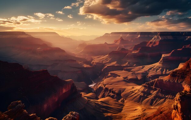 Una vista al tramonto del Grand Canyon