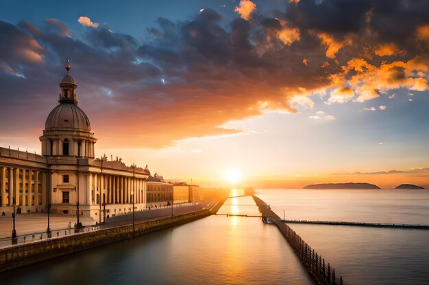 Una vista al tramonto del Royal Naval College di Greenwich, Londra.