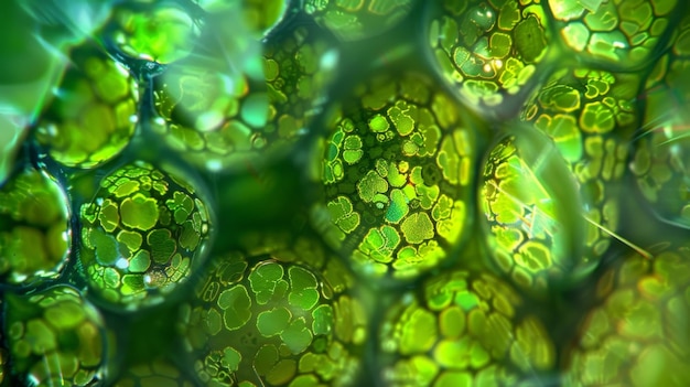 Una vista altamente zoomed di un dei cloroplasti gli organelli responsabili della fotosintesi nelle piante