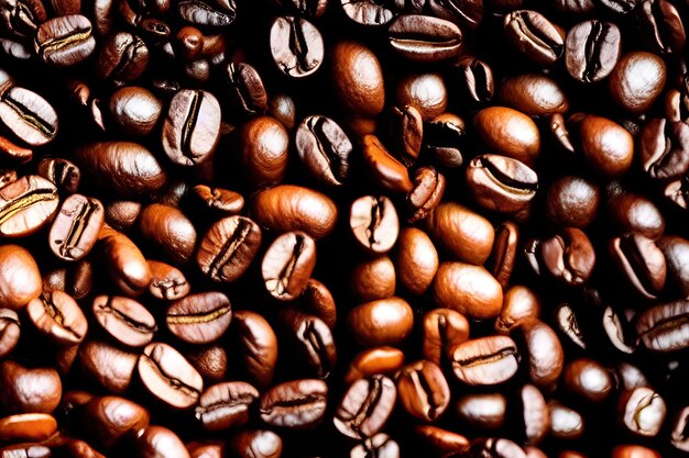 Una vista dall'alto della composizione perfetta dei chicchi di caffè