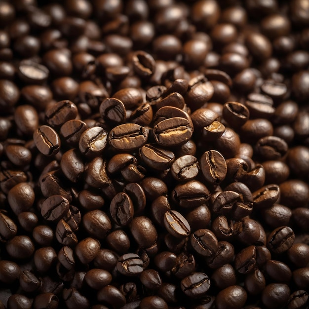 Una vista dall'alto di un chicco di caffè appena tostato