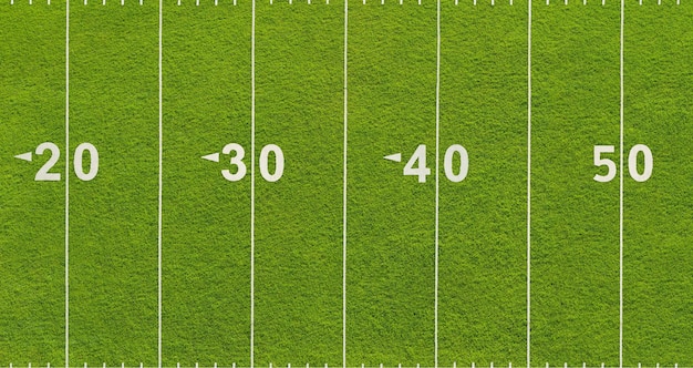 Una vista dall'alto di una parte della linea laterale di un campo da calcio in erba artificiale