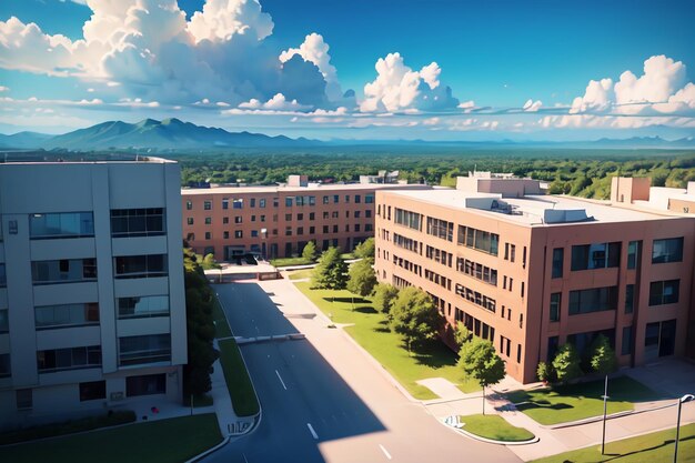 Una vista del campus dal tetto dell'edificio