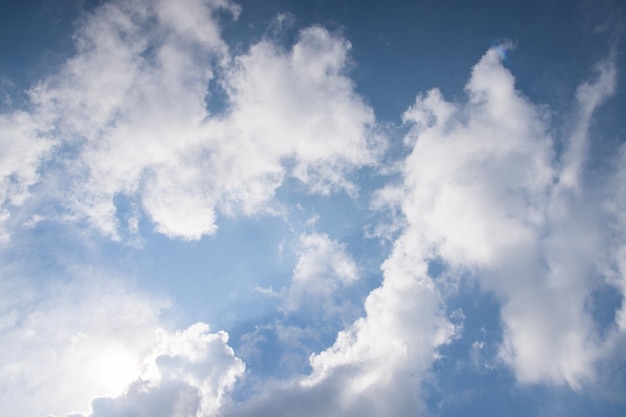 Una vista del cielo con sole e nuvole