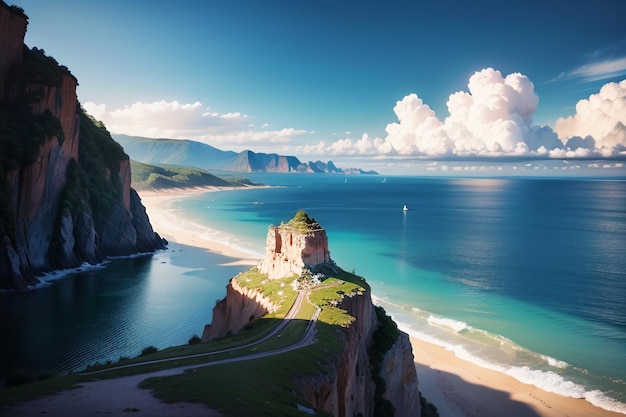 Una vista del mare dalla scogliera