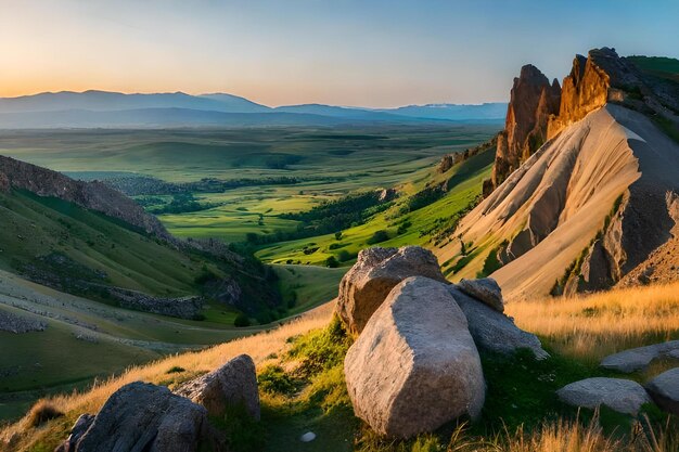 Una vista del tramonto sulla valle