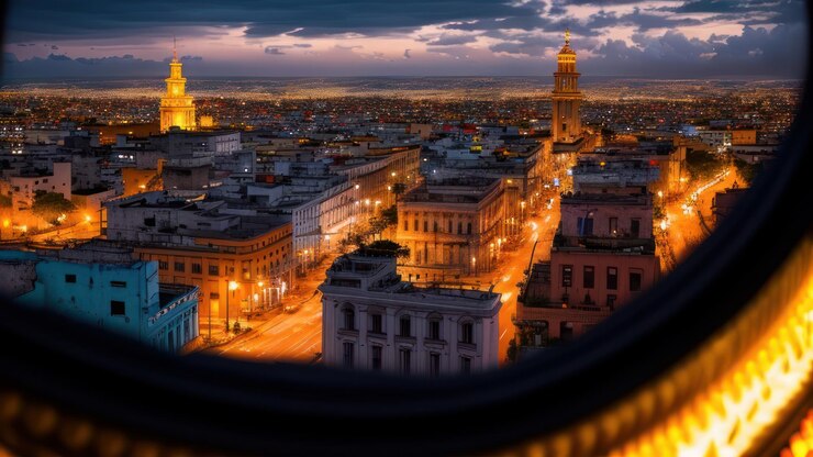 Foto una vista dell'avana da una finestra di notte