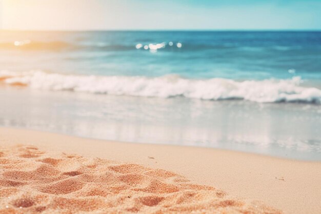 una vista dell'oceano da una spiaggia sabbiosa