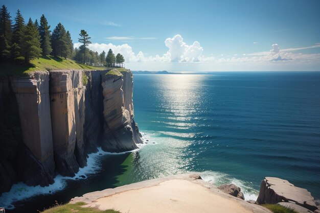 Una vista dell'oceano dalla cima della scogliera