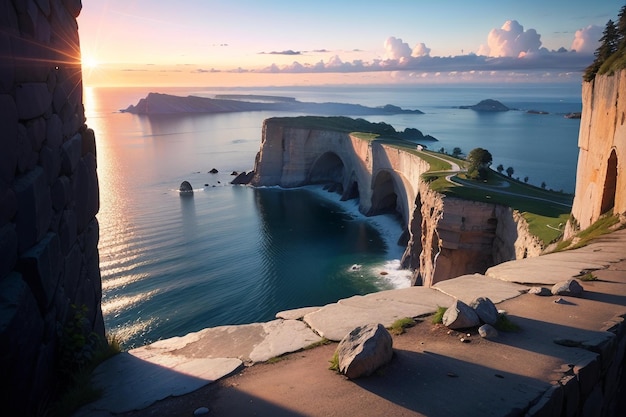 Una vista dell'oceano dalle scogliere dell'oceano.