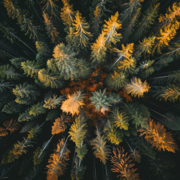 Una vista della bellissima foresta dall'alto