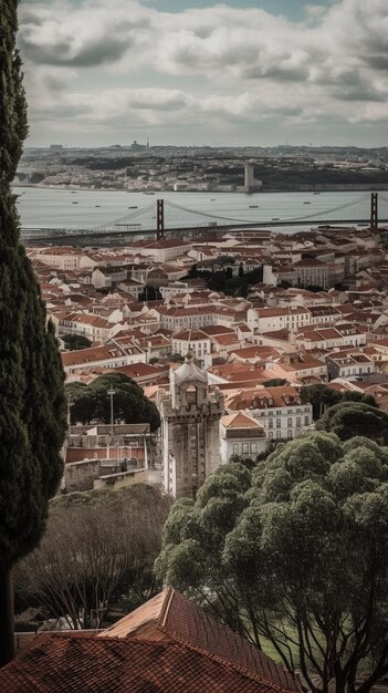 Una vista della città di Lisbona dalla collina