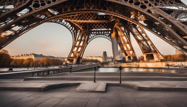 una vista della torre Eiffel dal basso