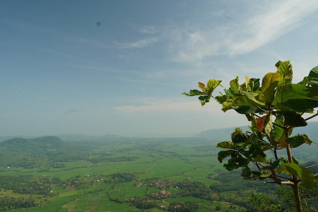 Una vista della valle dalla cima della montagna