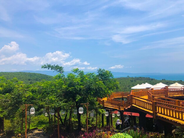 Una vista delle montagne dal giardino