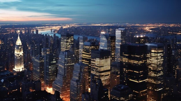 una vista dello skyline di notte.