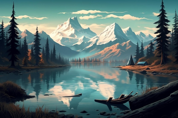Una vista di un lago di montagna con una montagna