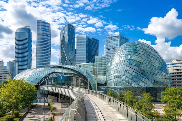 una vista di una città da un ponte