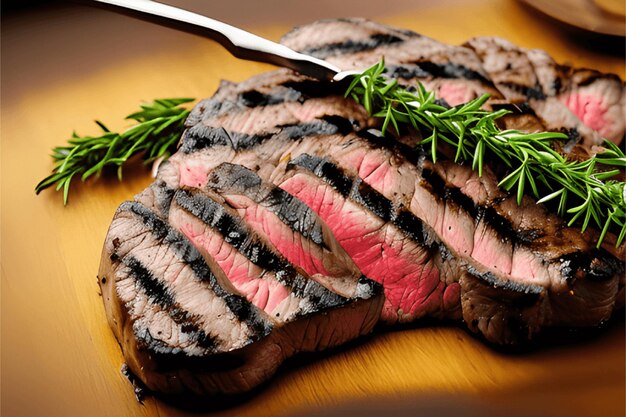 Una vista frontale di carne fritta con verdure all'interno del piatto scuro sulla cena in legno marrone cibo pasto scrivania