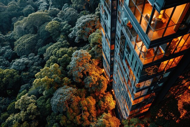 Una vista incredibile di un edificio scattata con un drone fotografico professionale