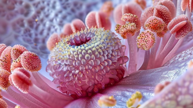 Una vista ingrandita di un pistillo di fiore che evidenzia l'apertura visibile attraverso la quale i grani di polline