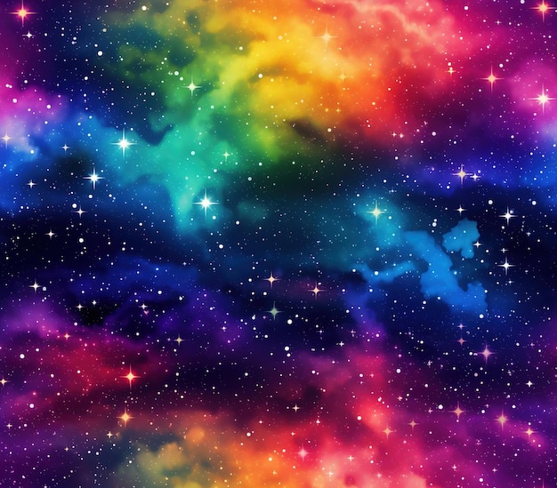 Una vista mozzafiato di una galassia a spirale in fiamme di colori le nebulose e la stella c
