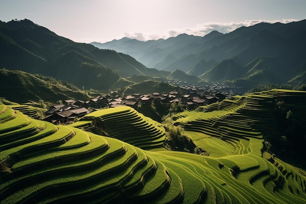 Una vista mozzafiato sulle verdeggianti terrazze di riso