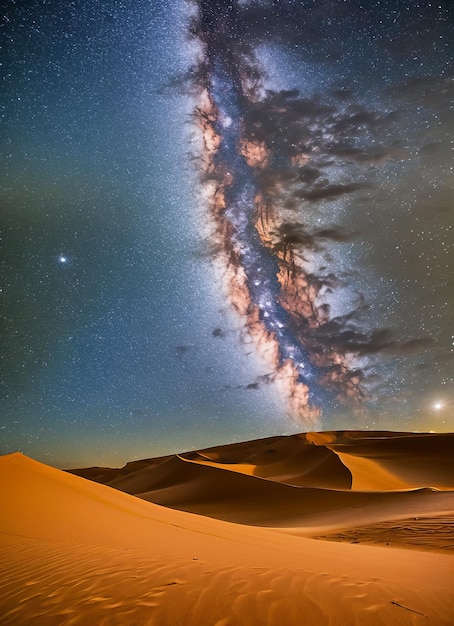 Una vista notturna del deserto del Sahara