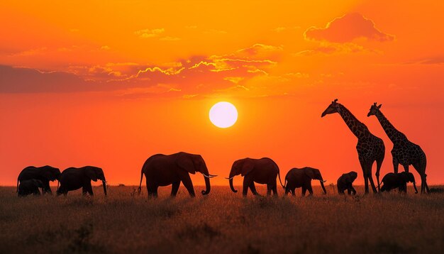 una vista panoramica della savana africana al tramonto