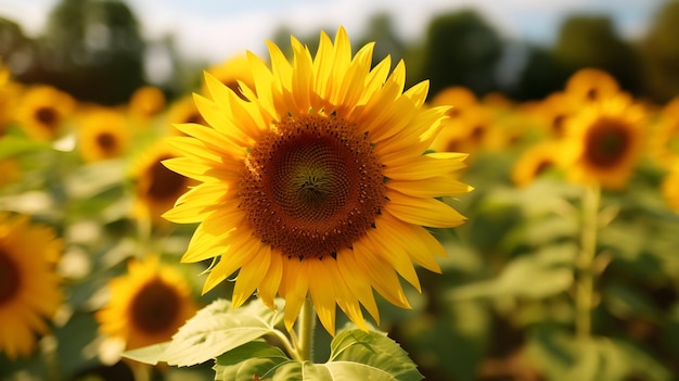 Una vista ravvicinata del girasole nel giardino